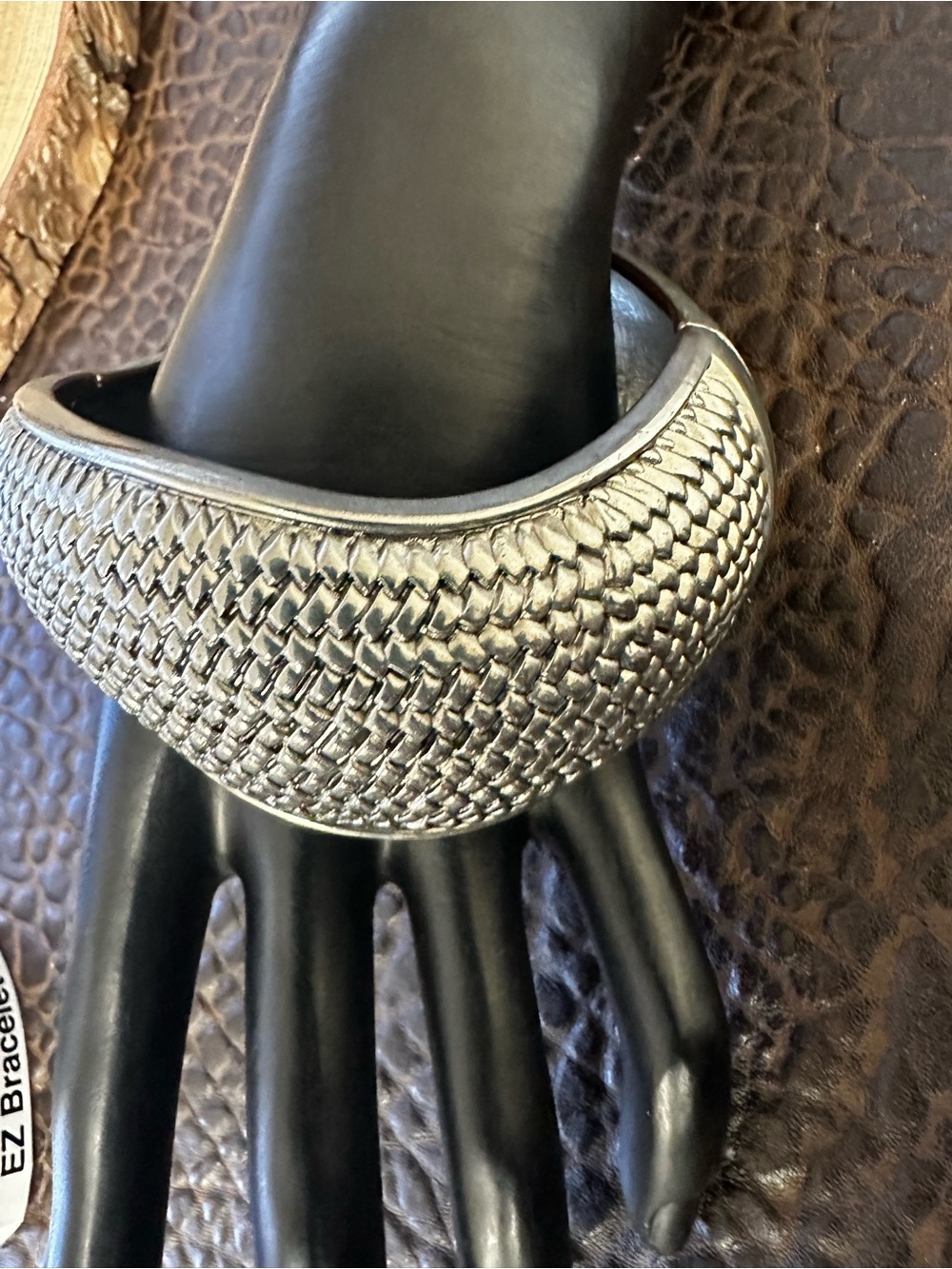 Silver Tone Textures Clamper Bracelet